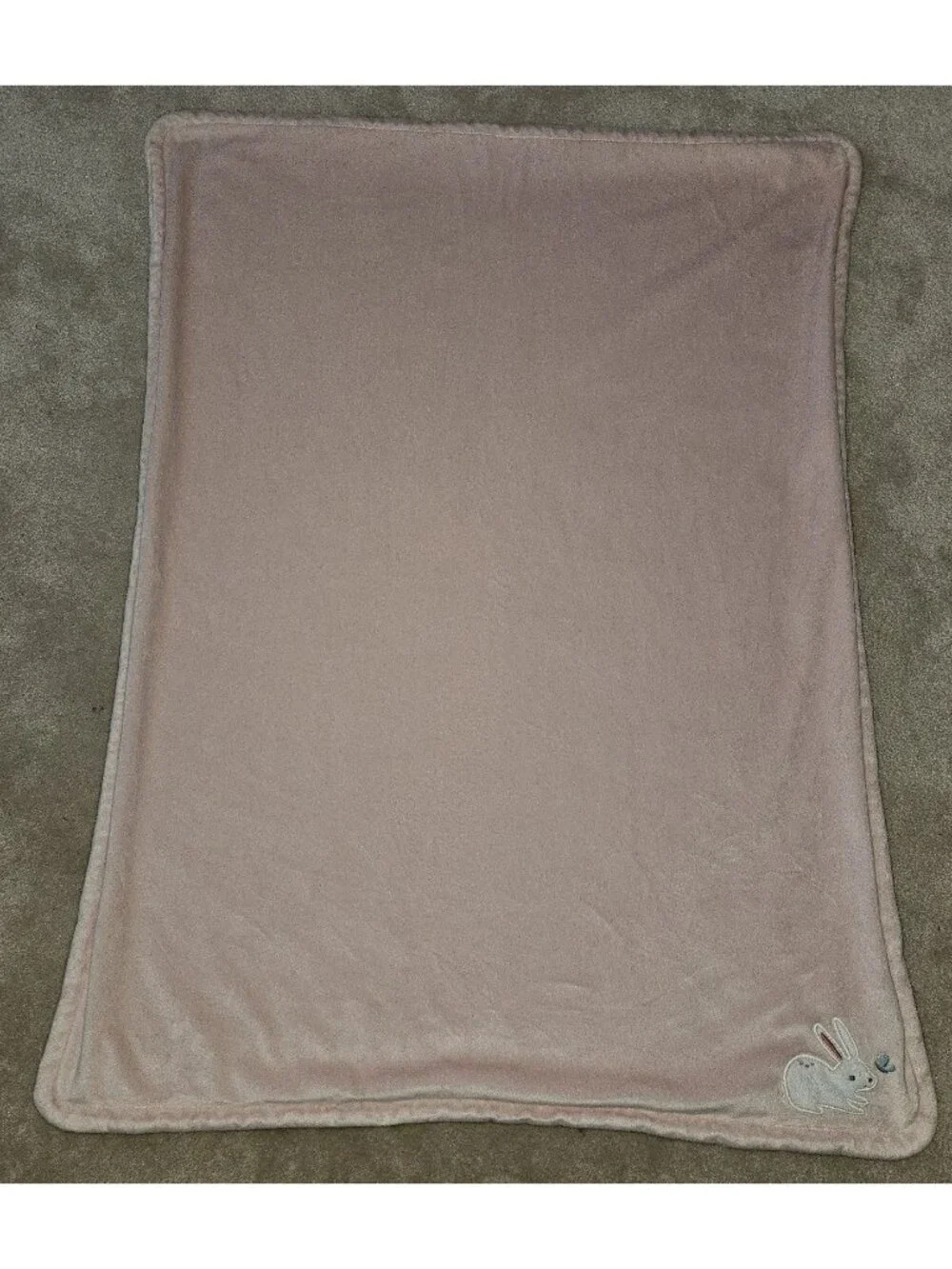 Carter's Pink Fleece Baby Blanket White Bunny Rabbit Butterfly 29x38